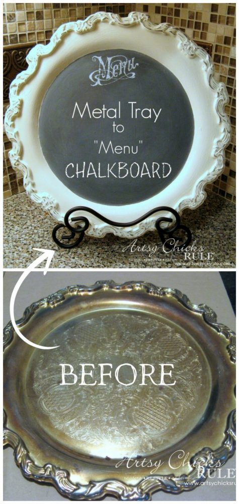 Old Metal Tray Repurposed!! So EASY with Chalk Paint! artsychicksrule.com