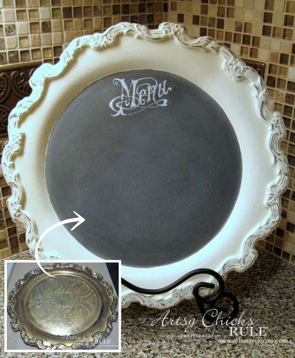 Old Metal Tray Repurposed with Chalk Paint artsychicksrule.com