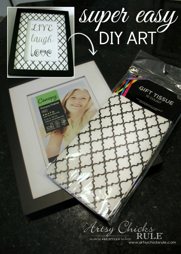 SUPER EASY DIY ART!! - Add tissue paper, printable and done! - artsychicksrule.com #DIYart