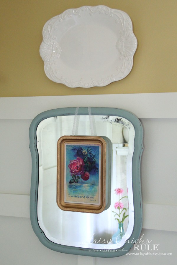 Sprayed gold tray with Mod Podge Decoupage Graphic in center - artsychicksrule.com #homedecor #thrifty