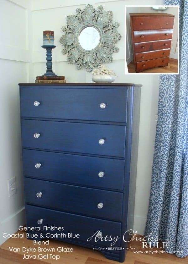 Coastal & Corinth Blue Milk Paint Makeover w Java Gel Top - BEFORE and AFTER - #generalfinishes #milkpaint #javagel artsychicksrule.com