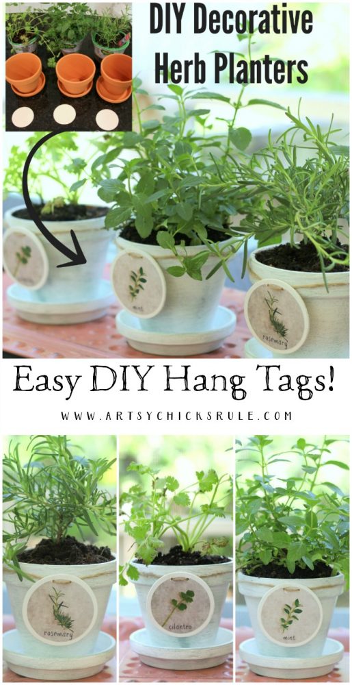 EASY DIY Hang Tags! DIY Decorative Clay Pots for Herbs -artsychicksrule.com