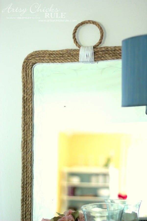 Nautical Rope Mirror - Inspired by Ballard Designs - DIY for $9 - #thrifty #inspiredby artsychicksrule.com