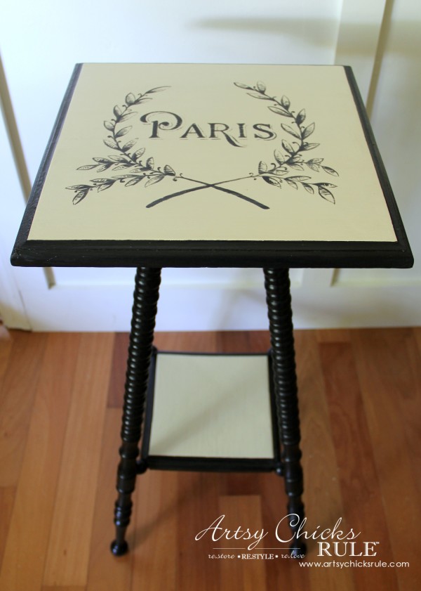 Paris Side Table Makeover - Side - #paris #makeover #chalkpaint #milkpaint artsychicksrule.com