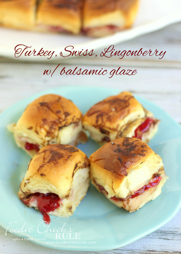 Turkey, Swiss Rolls with Lingonberry & Balsamic Glaze - These are so good and easy to throw together! YUM - #recipe #turkey foodiechicksrule.com