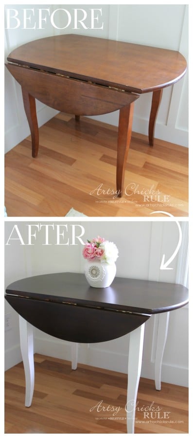 Update Wood Furniture Minwax PolyShades and Chalk Paint - Before and After - artsychicksrule.com #polyshades #minwax #chalkpaint