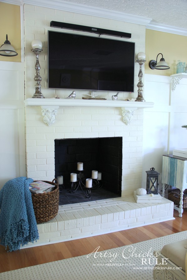 Coastal Summer Home Tour - with Balsam Hill - Coastal Fireplace Decor - #nautical #coastal #homedecor artsychicksrule.com