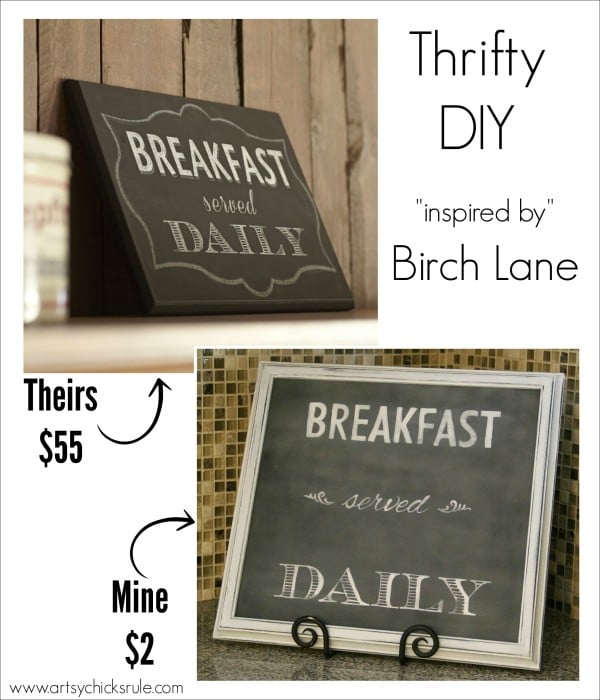 Breakfast Served Daily Chalkboard Art - Trash to Treasure Transformations - BUDGET FRIENDLY DECOR -  artsychicksrule