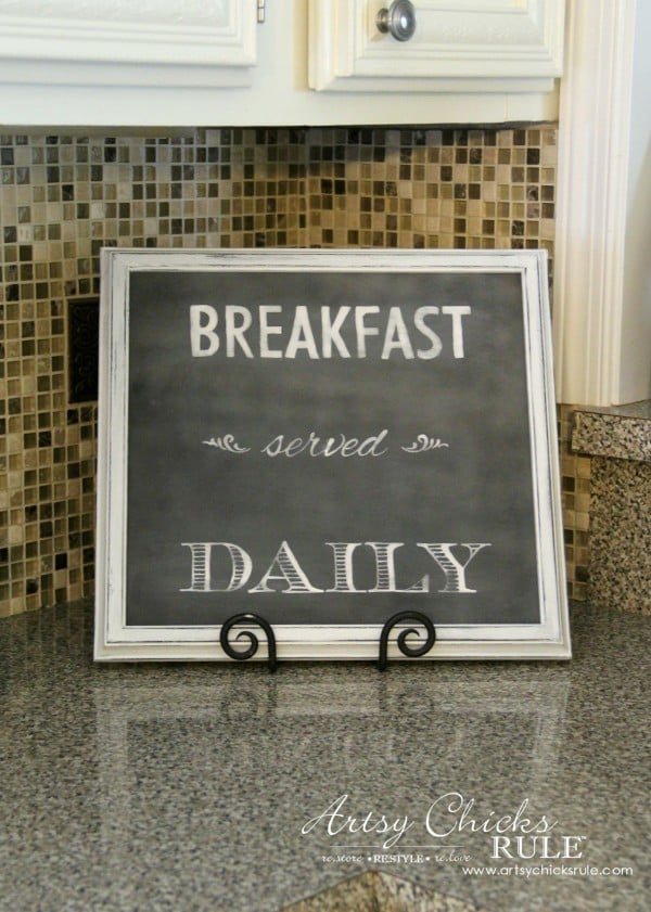 Breakfast Served Daily Chalkboard Art - Trash to Treasure Transformations - EASY Chalk Art - artsychicksrule.com