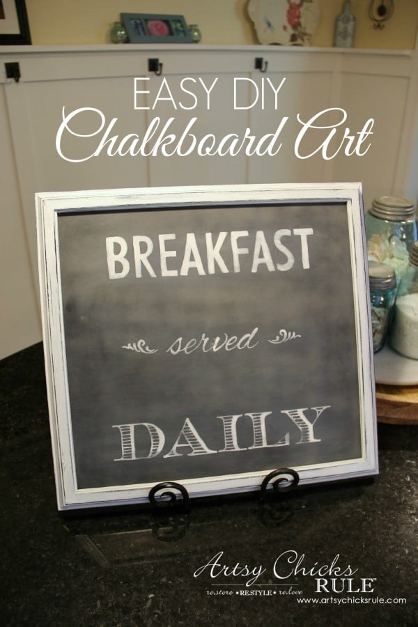 Breakfast Served Daily Chalkboard Art - Trash to Treasure Transformations - Super simple makeover - artsychicksrule.com