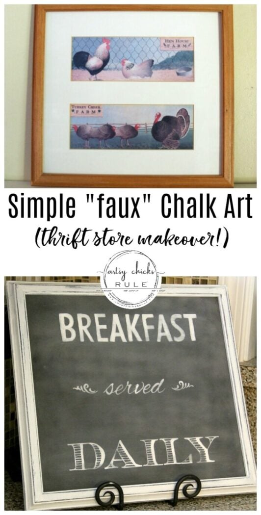 Breakfast Served Daily FAUX Chalkboard Art artsychicksrule.com #breakfastserveddaily #fauxchalkart #chalkboardart #breakfastsign