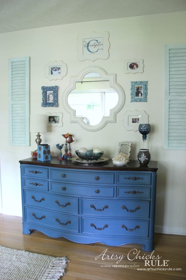 Gallery Wall (Decorating Challenge) - Aubusson Blue Dresser - #gallerywall artsychicksrule