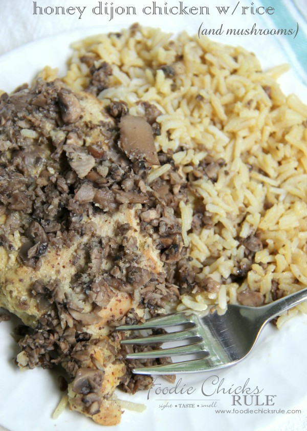 Honey Dijon Chicken with Rice - and mushrooms -  So EASY! -foodiechicksrule #easyrecipe #onedish