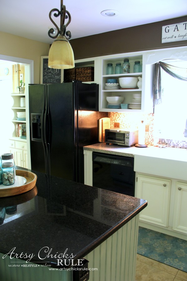 Kitchen Makeover - AFTER Open Shelving - #kitchen #Makeover artychicksrule