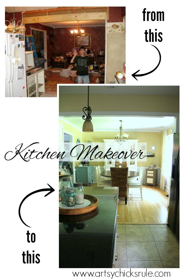 Kitchen Makeover - Before and After Dining Wall - #kitchen #Makeover artychicksrule