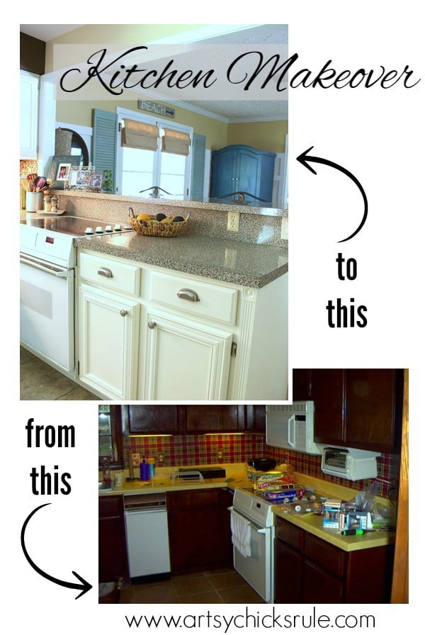 Kitchen-Makeover-Before-and-After-Half-Wall-Removed- #kitchen #Makeover- artychicksrule