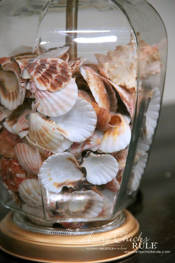 Thrifty Coastal Lamp Makeover - Added Sea Shells -artsychicksrule