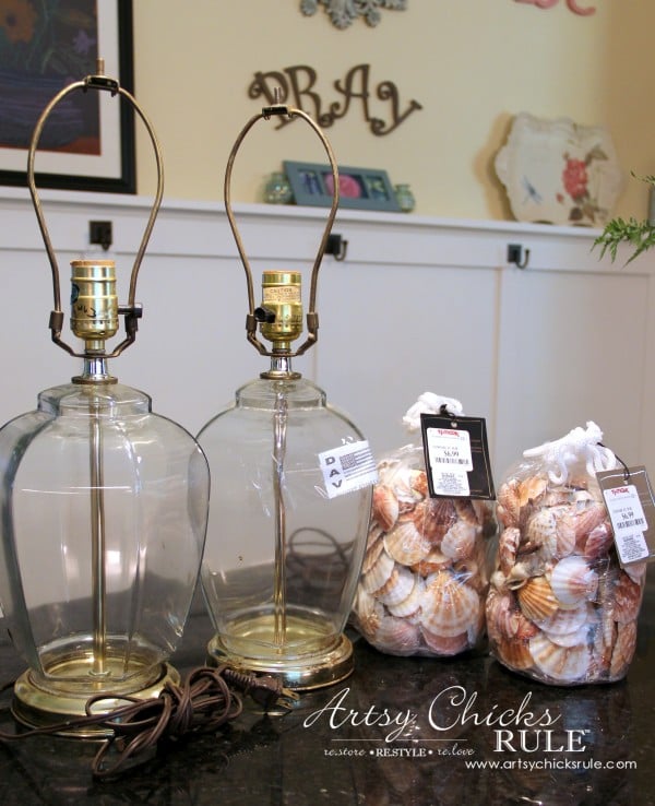 Thrifty Coastal Lamp Makeover - BEFORE - $10 lamps !!artsychicksrule