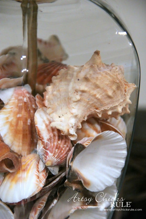 Thrifty Coastal Lamp Makeover - Filled Lamps with Seashells -artsychicksrule