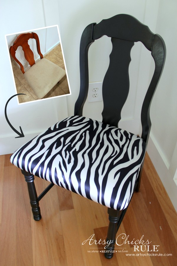 Zebra Chair Makeover (Animal Theme)  - EASY makeover! - $5 dollar thrifty makeover - artsychicksrule