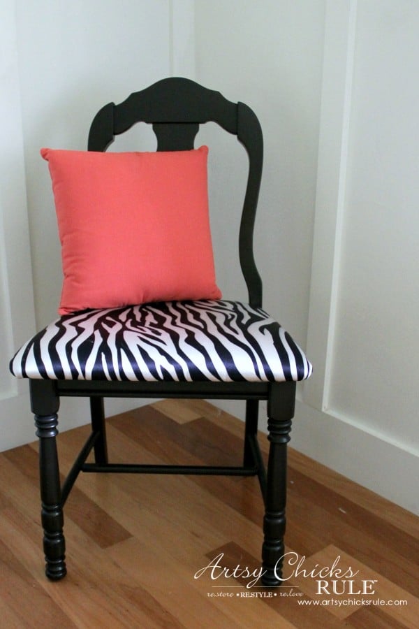 Zebra Chair Makeover (Animal Theme)  - touch of coral - $5 dollar thrifty makeover - artsychicksrule