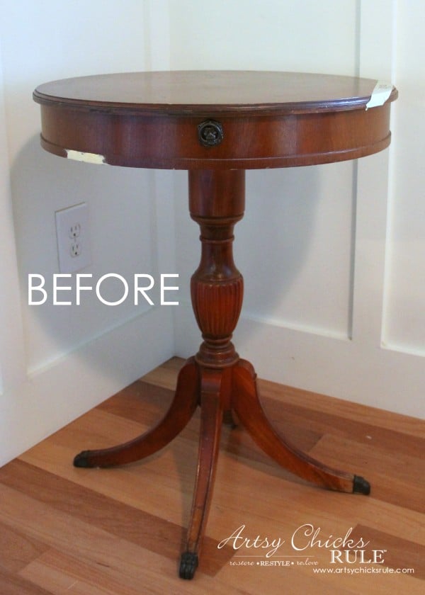 3 Different BLUES!! French Styled Side Table Makeover - artsychicksrule.com #aubussonblue #layeredchalkpaint #frenchtable #frenchgraphics #paintedfurniture #bluefurniture #chalkpaint 