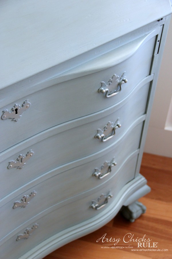 Secretary Desk Makeover (Chalk Paint® by Annie Sloan) - AFTER front - #duckeggblue #sp #chalkpaint artsychicksrule