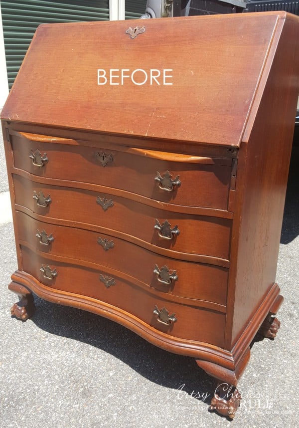 Secretary Desk Makeover W Duck Egg Blue 3 Colored Waxes Chalk