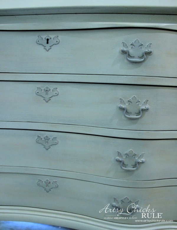 Secretary Desk Makeover (Chalk Paint® by Annie Sloan) - adding more depth with Aubusson Blue tinted wax - #MadeItMyOwn #sp #chalkpaint artsychicksrule