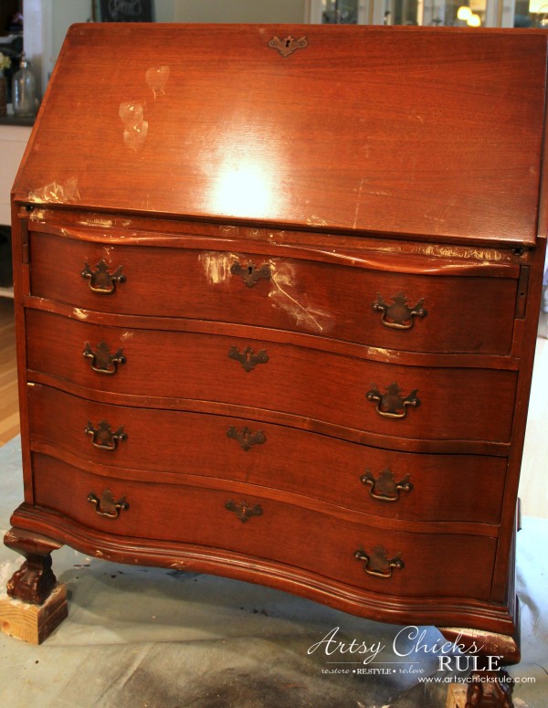 Secretary Desk Makeover (Chalk Paint® by Annie Sloan) - making repairs -#MadeItMyOwn #sp #chalkpaint artsychicksrule