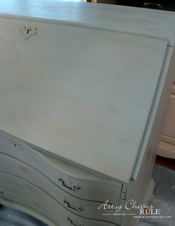 Secretary Desk Makeover (Chalk Paint® by Annie Sloan) - Adding depth with colored wax - #MadeItMyOwn #sp #chalkpaint artsychicksrule