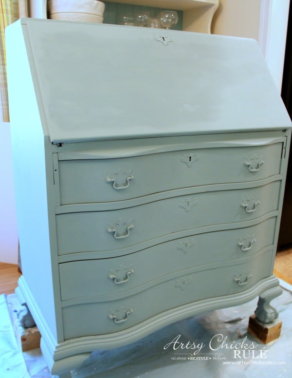 Secretary Desk Makeover (Chalk Paint® by Annie Sloan) - Duck Egg Blue Only - #MadeItMyOwn #sp #chalkpaint artsychicksrule