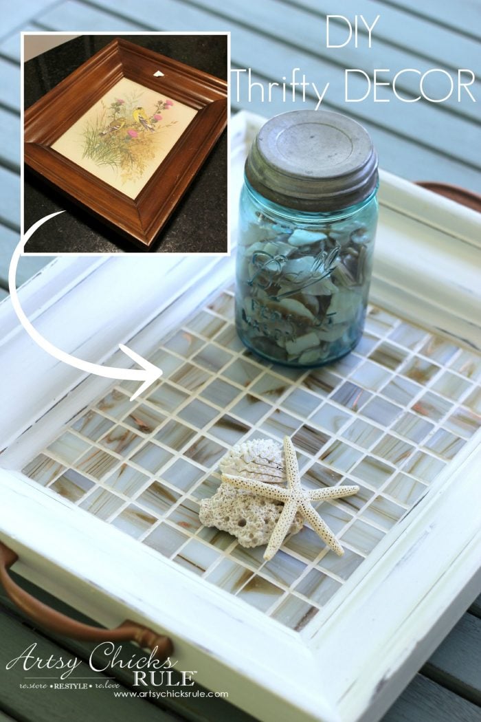 Thrifty Print Turned Tiled Coastal Tray (Trash to Treasure Tuesday)