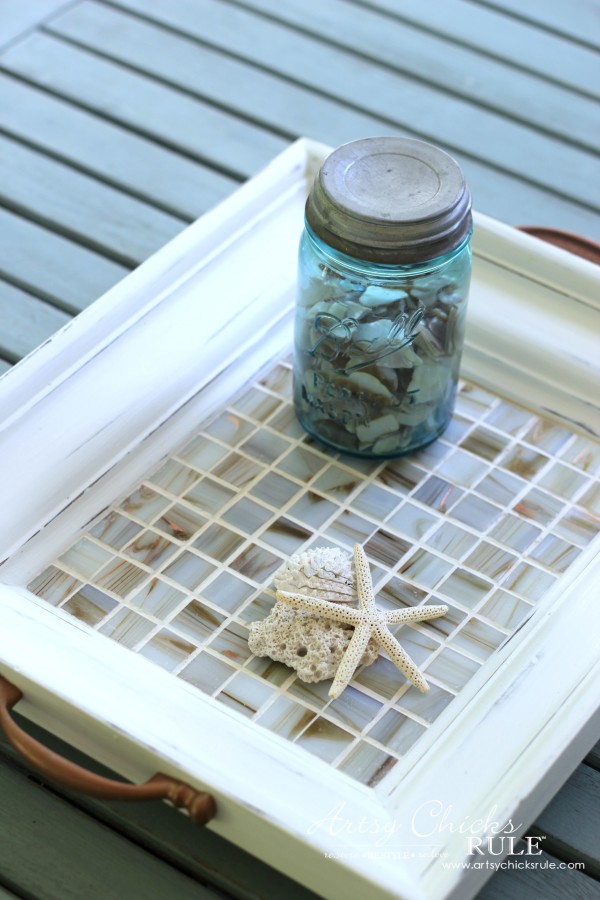 Old Frame Turned TILED COASTAL TRAY - artsychicksrule.com