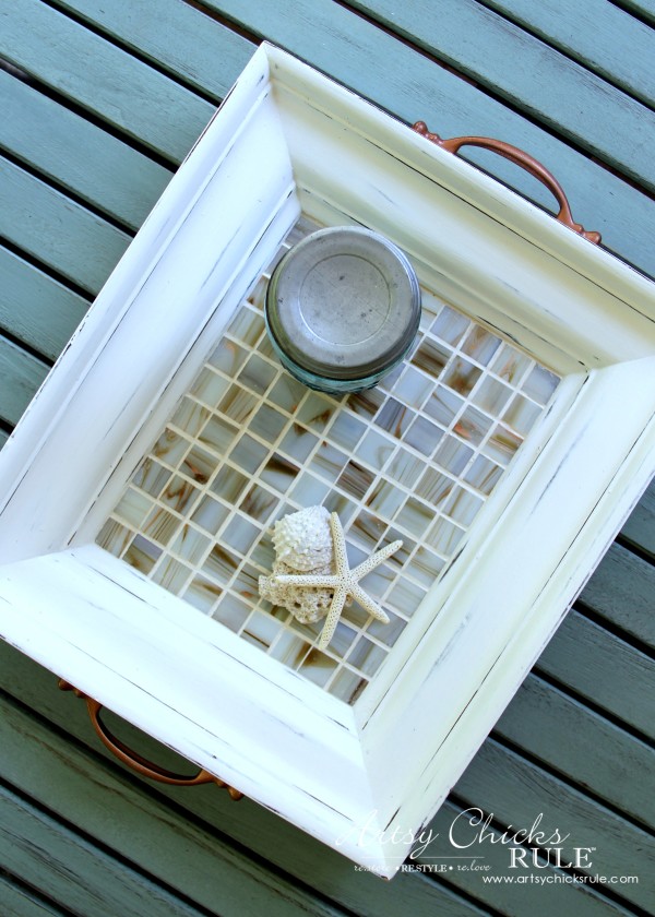 Old Frame Turned TILED COASTAL TRAY - artsychicksrule.com