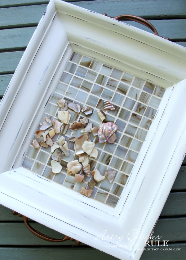 Old Frame Turned TILED COASTAL TRAY - artsychicksrule.com