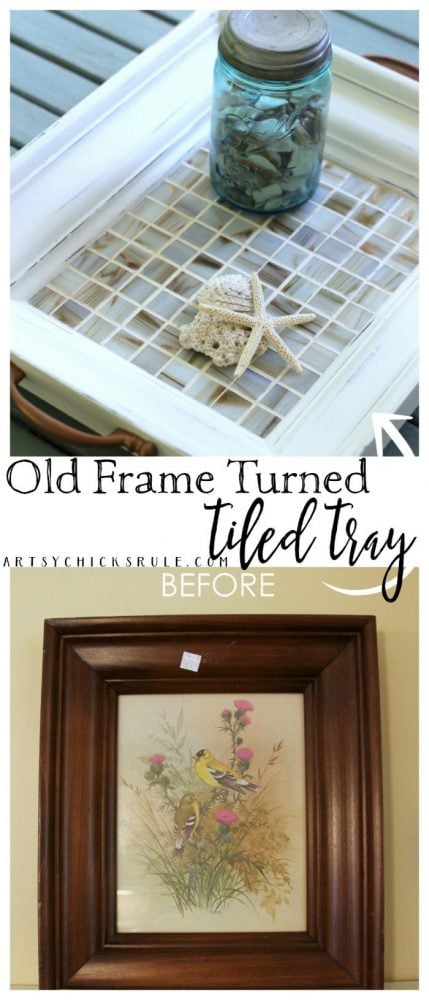 Old Frame Turned TILED COASTAL TRAY - artsychicksrule.com