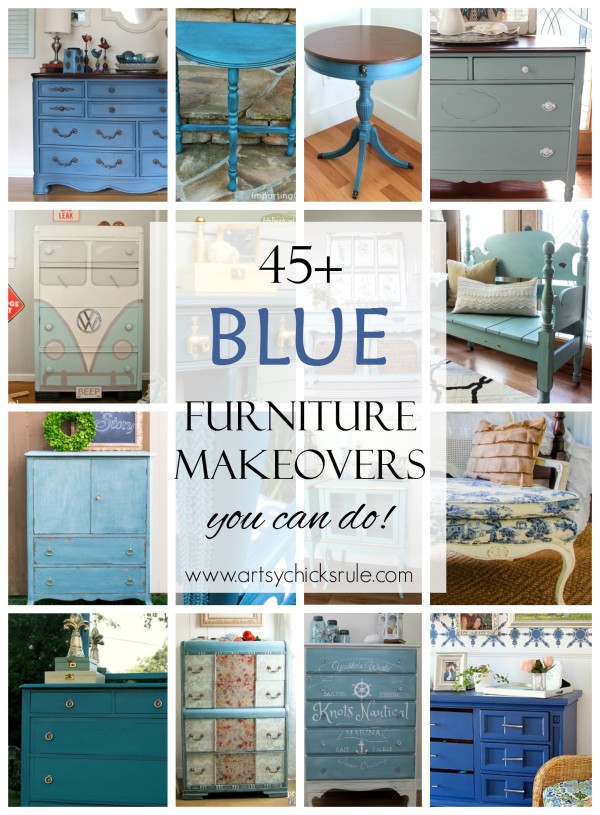 45+ BLUE Furniture Makeovers (you can do!) - artsychicksrule