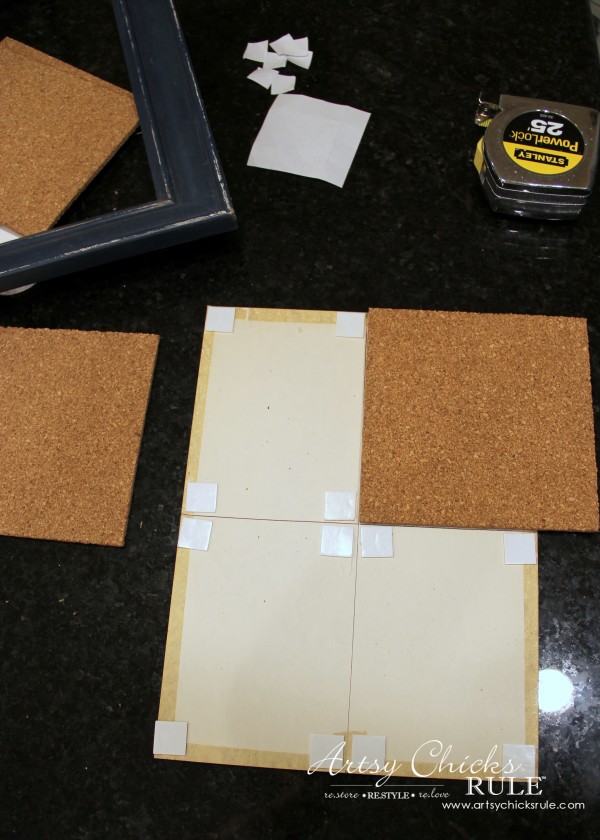 A Faux Weathered Sign, No Sew Pillow and Fancy Corkboard - Making a corkboard - artsychicksrule