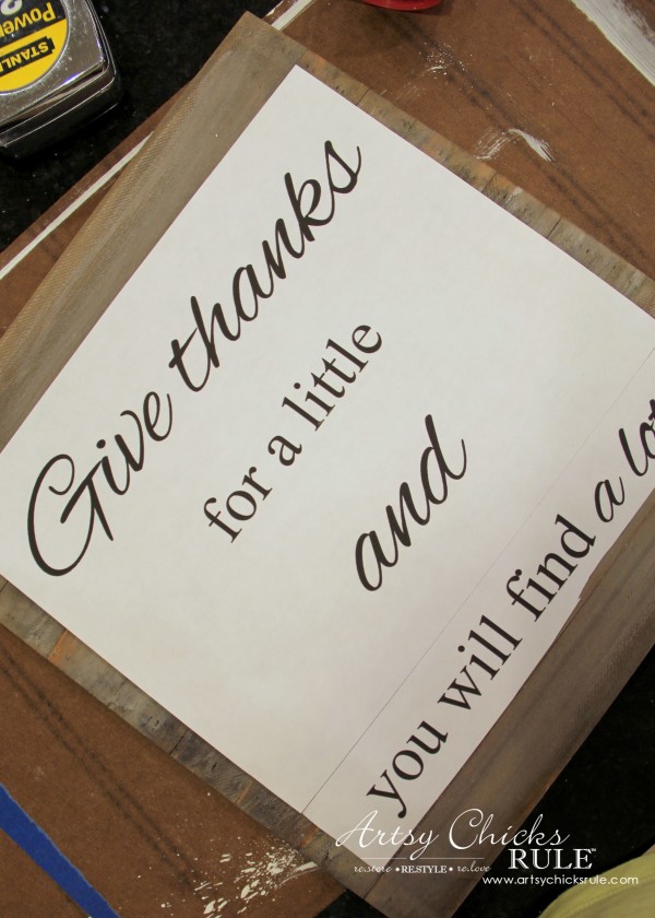 Faux Weathered Give Thanks Sign - artsychicksrule.com #fauxweathered #weatheredsign #givethanks #thankfulsign