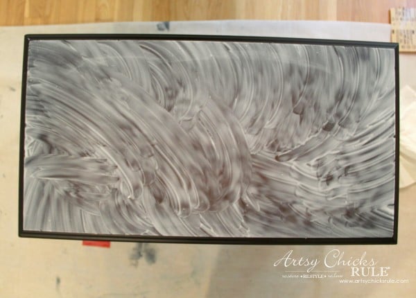 top of bench table with mod podge