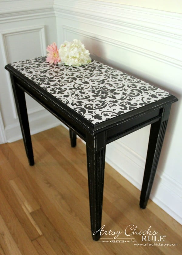 table with paper decoupage