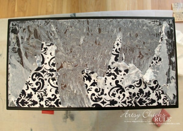 top of bench table with paper ripped off