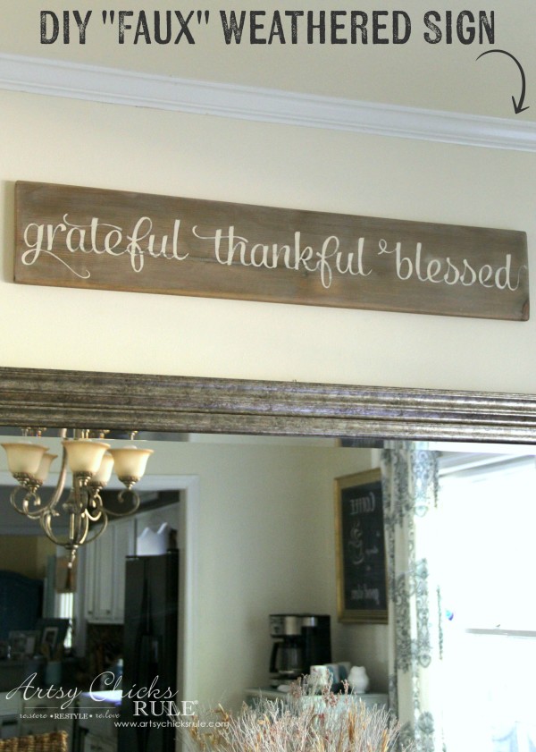 Grateful, Thankful, Blessed DIY Weathered Sign - EASY Sign From Scrap Wood - artsychicksrule
