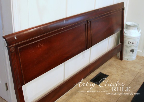 Master Bedroom Makeover Progress - Budget Makeover - $35 Antique Thrifty Headboard - artsychicksrule