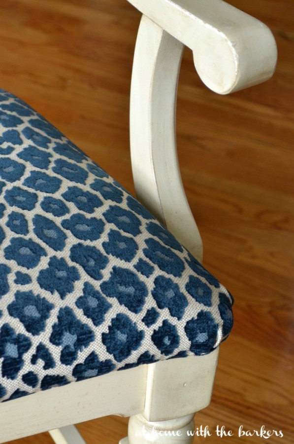 One-Room-Challenge-Chair-Makeover-with-Simba-Navy-Fabric- At Home With the Barkers