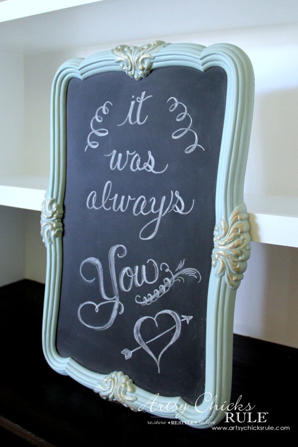 Thrify Mirror to Chalkboard - Chalkboard Paint - add Chalk Lettering and done - artsychicksrule #chalkart #chalkboard