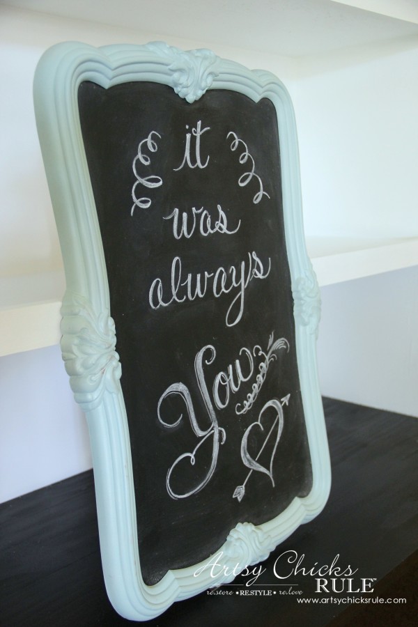 Thrify Mirror to Chalkboard - Paint the backside of the mirror with Chalkboard Paint - Add Chalk ART - artsychicksrule #chalkart #chalkboard