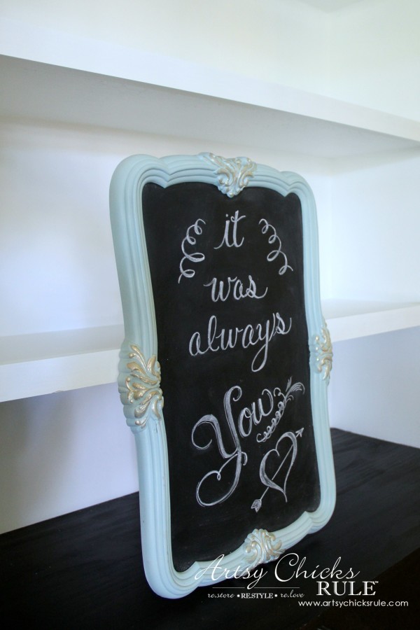 Thrify Mirror to Chalkboard - Paint the backside of the mirror with Chalkboard Paint - Chalk Lettering - artsychicksrule #chalkart #chalkboard