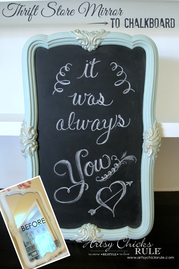 Old Mirror Turned Chalkboard